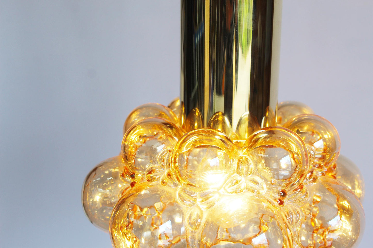Amber glass pendant lamp by Helena Tynell for Glashutte Limburg