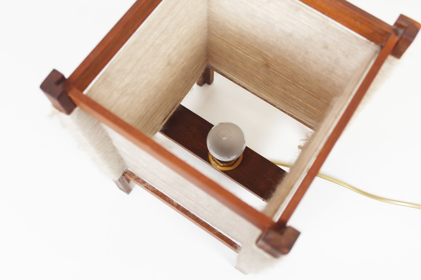 Scandinavian 70s teak & sisal table lamp - 2 available
