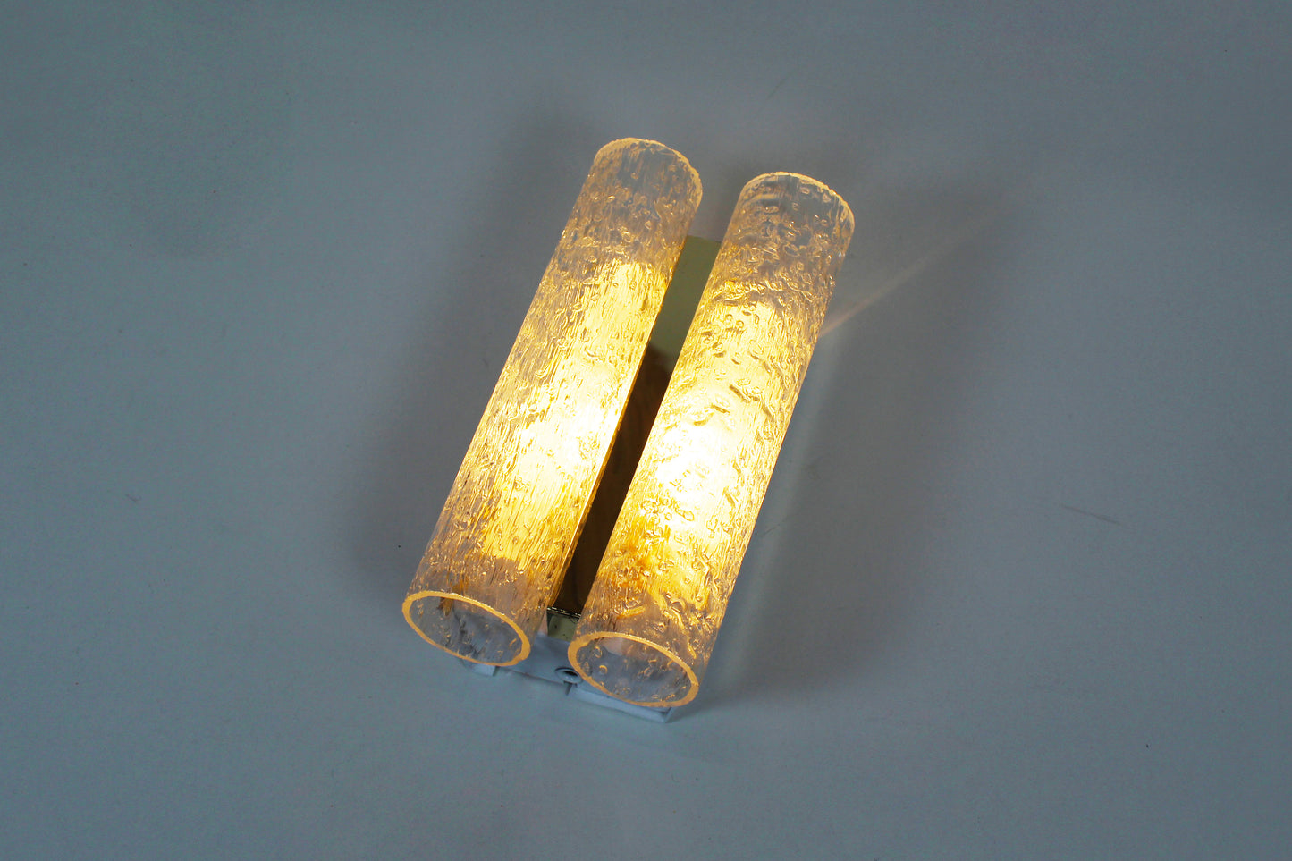 Pair of wall lamps in brass and glass by Doria Leuchten
