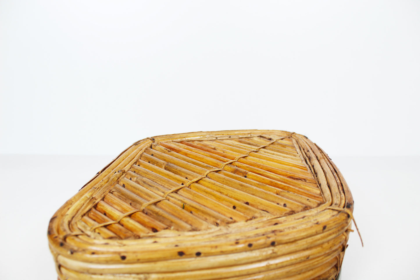 1970s rattan and brass basket by Gabriella Crespi