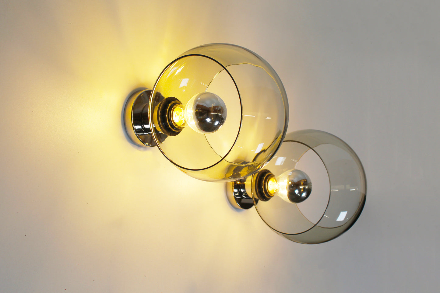 Pair of vintage smoked wall lamps by Galerie Oxar, France 1970's