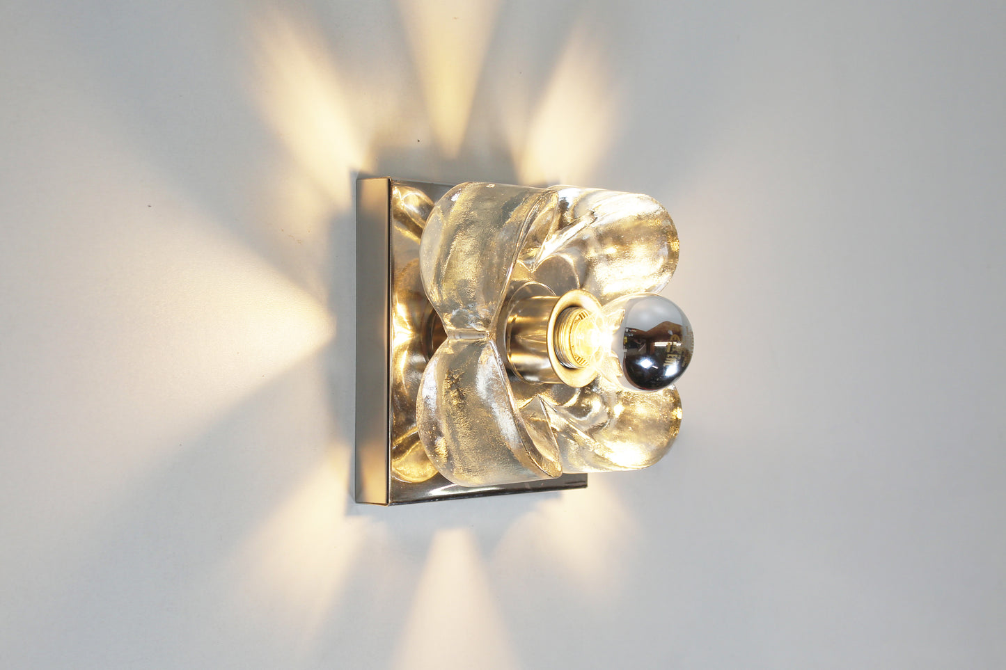 Pair of 1970's polished and glass wall lights by Sische