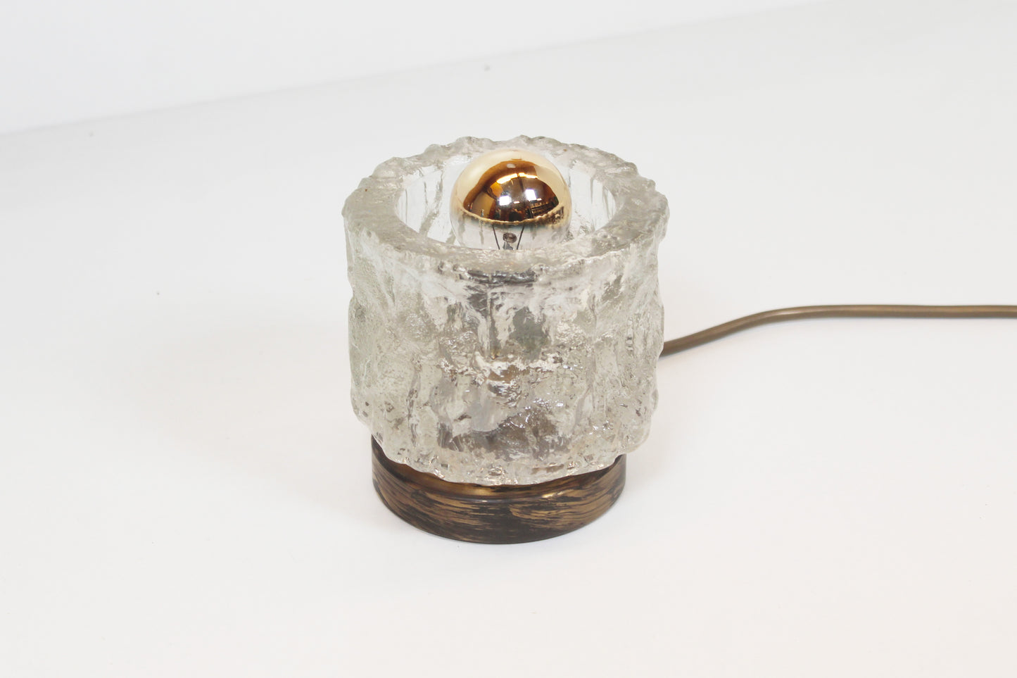 Brass and ice glass table lamp by Cosack Leuchten