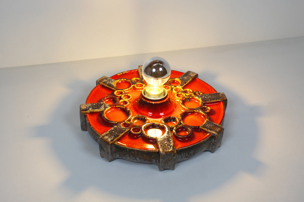 Vintage keramische 'Fat Lava'-stijl wandlamp uit de jaren 70 van Hustadt Leuchten