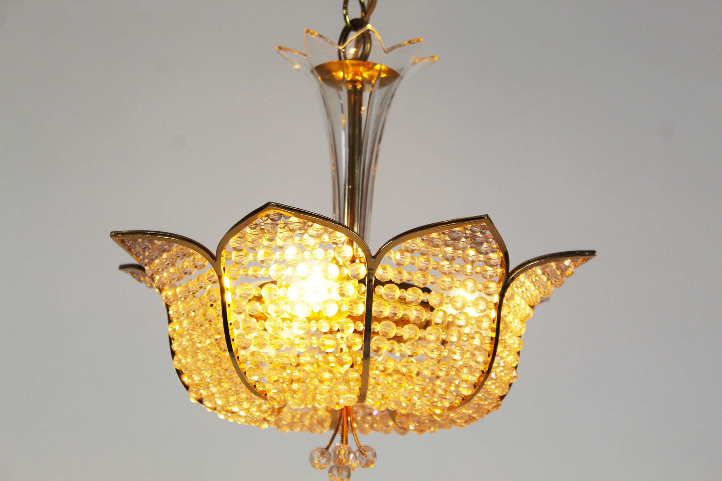 Medium sized crystal glass 'Tole' chandelier light by Palwa, Germany 1970's