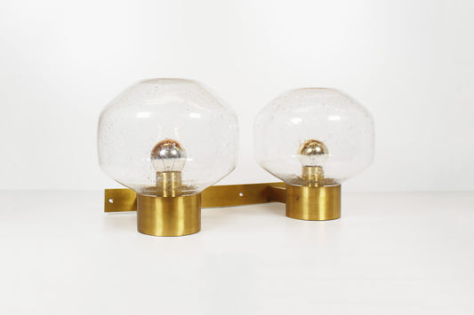 Large brass and mouth blown glass wall light by Doria Leuchten
