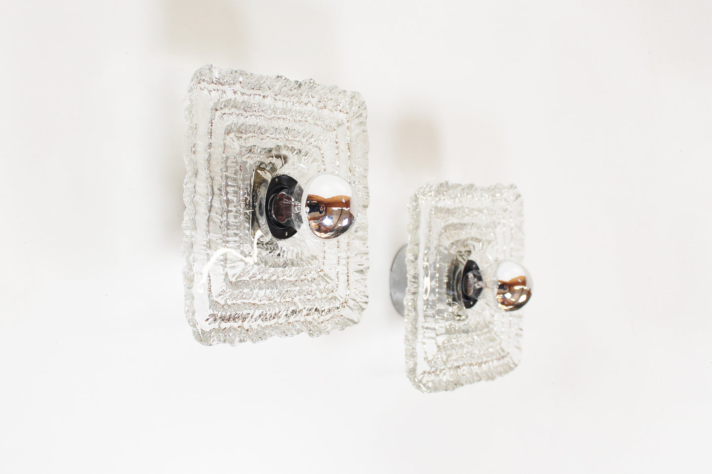 Set of 'ice glass' wall lamps by Peill & Putzler