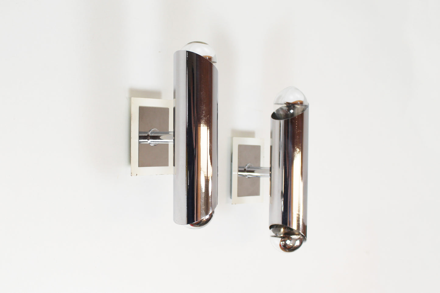 Set verchroomde wandlampen in de stijl van Sciolari