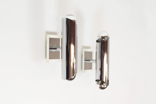 Set verchroomde wandlampen in de stijl van Sciolari