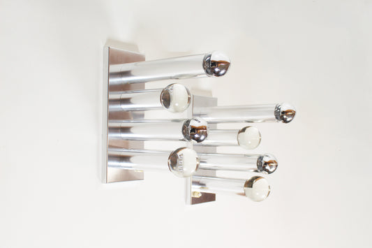 Set of polished wall lamps by Gaetano Sciolari