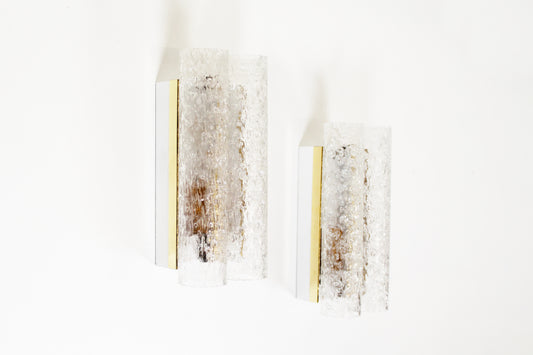 Pair of wall lamps in brass and glass by Doria Leuchten