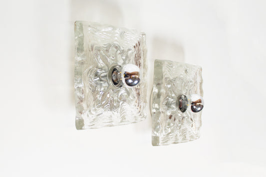 Grote jaren 70 set 'ijsglas' wandlampen door Peill & Putzler