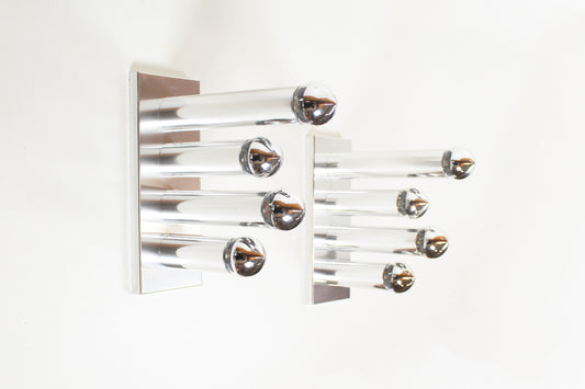 Set of polished wall lamps by Gaetano Sciolari