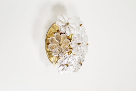 Petite brass and glass wall or ceiling lamp by Ernst Palme
