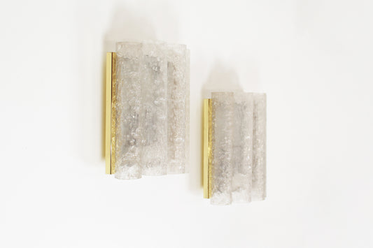 Pair of wall lamps in brass and glass by Doria Leuchten