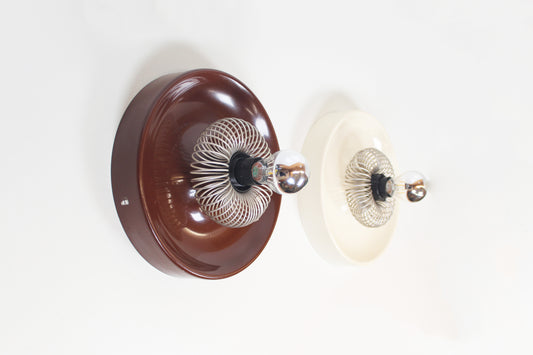 Pair of Space Age 'Spring' wall lamps by ELEKTROFÉM, Hungary, 1970s