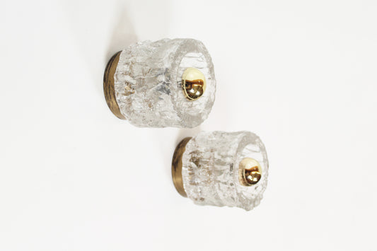 Pair of brass and glass wall lamps by Cosack Leuchten