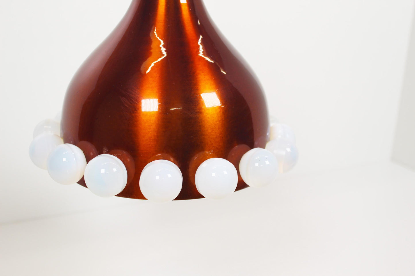 Scandinavian brass and glass pendant lights