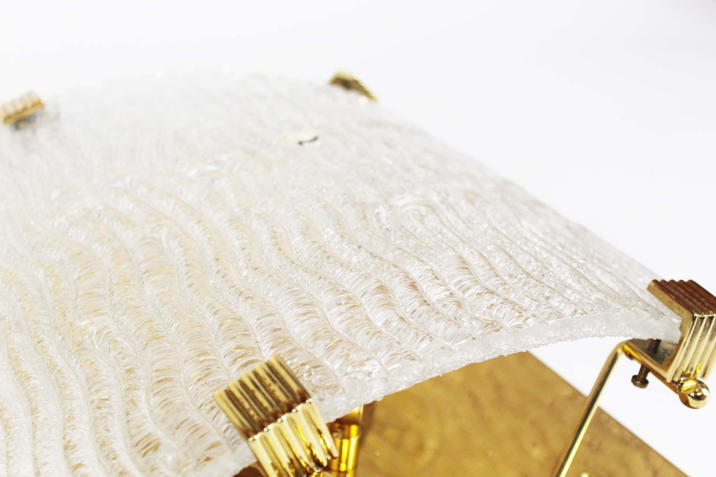 Set of large Italian brass and Murano glass wall lamps from the 1970s