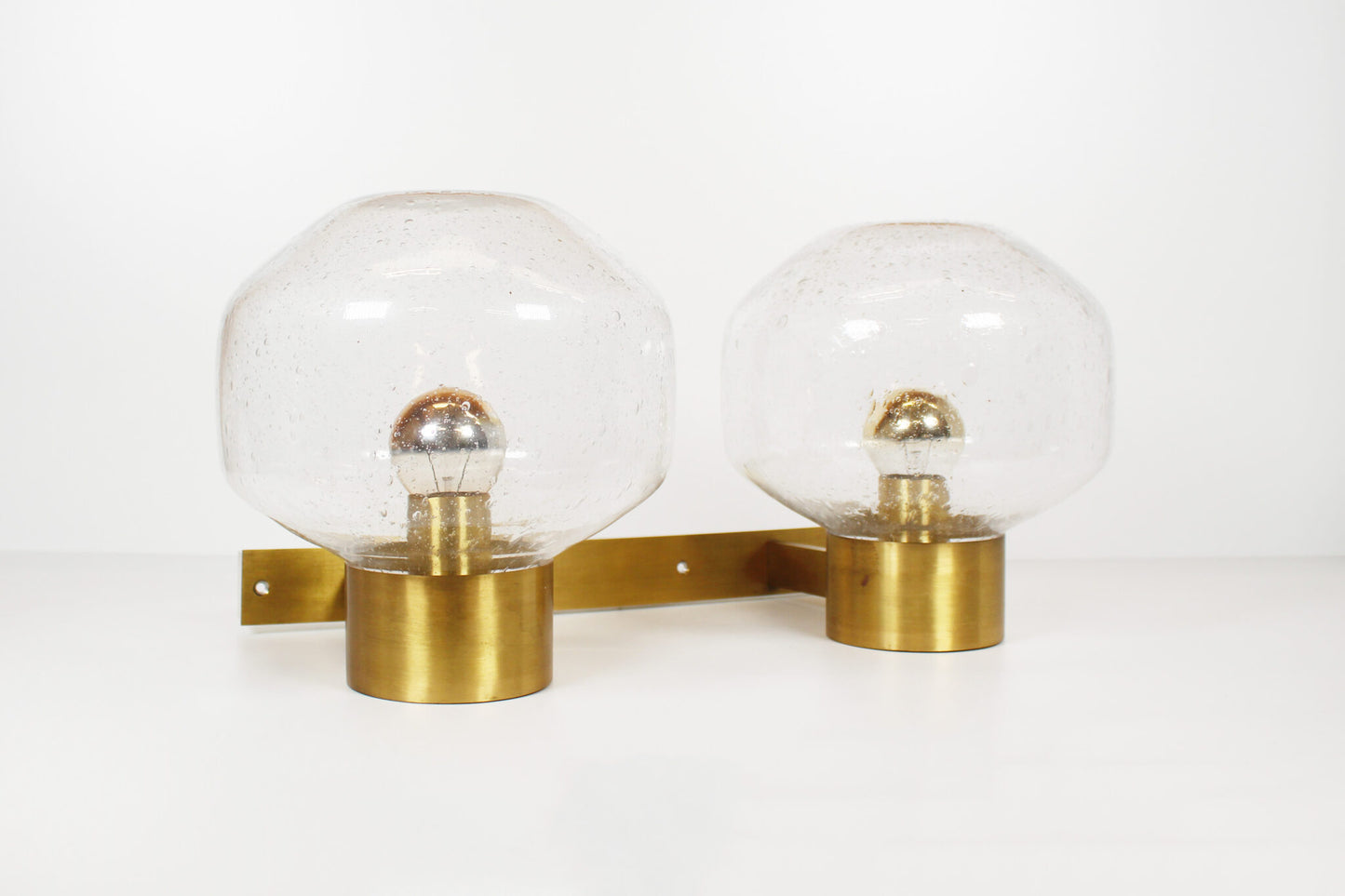Large brass and mouth blown glass wall light by Doria Leuchten
