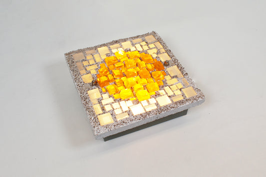 Architectural 1970s wall lamps in hammered glass and cement (2 available)