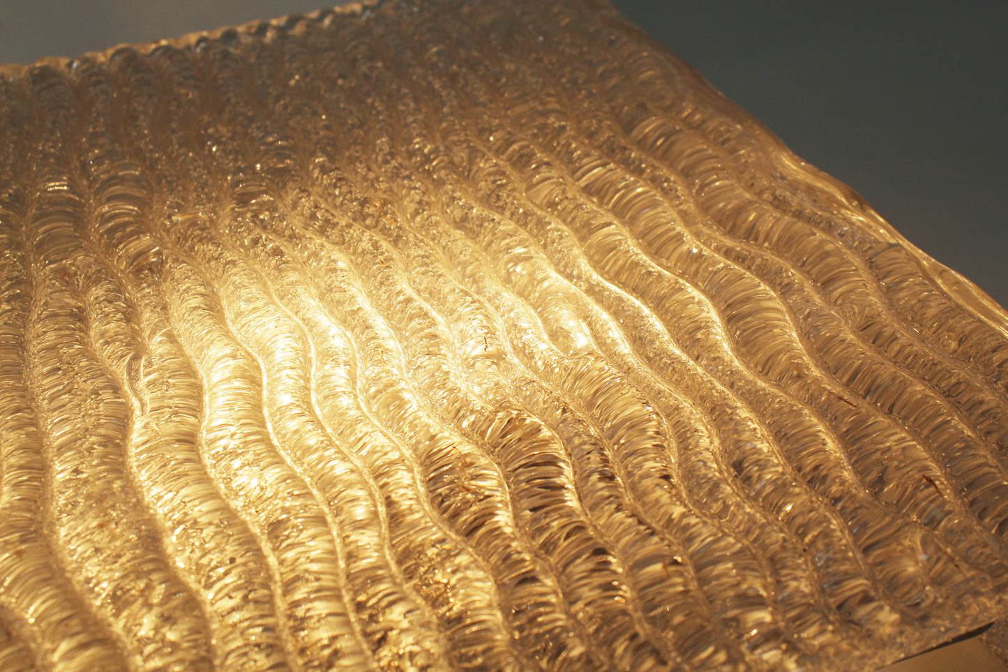 XL Pair of vintage 70s 'ice glass' wall lamps by Kaiser Leuchten