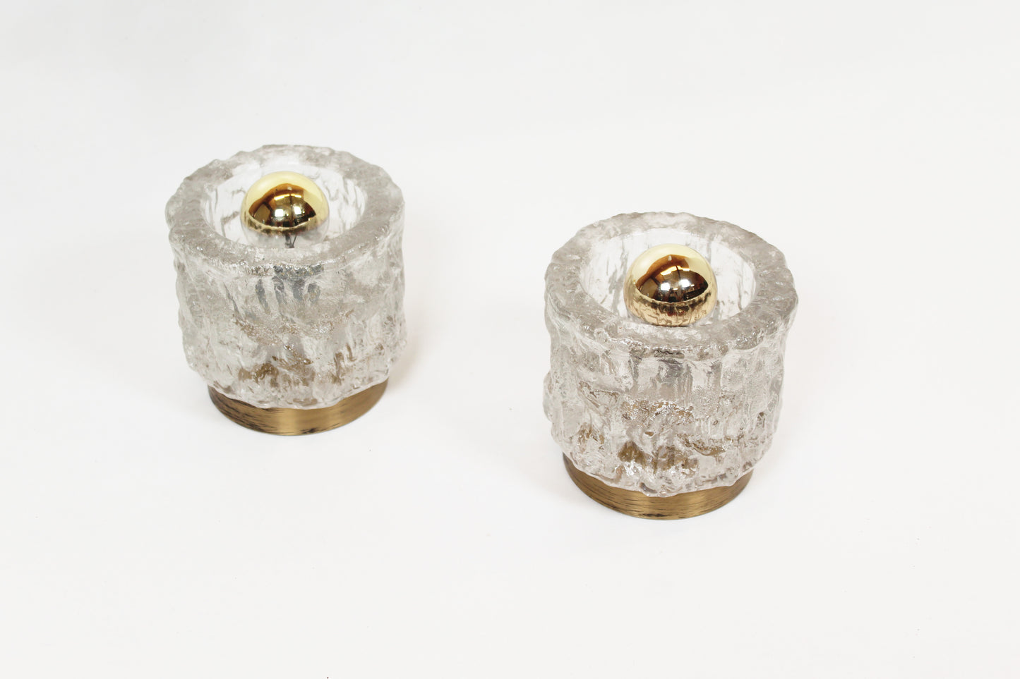 Pair of brass and glass wall lamps by Cosack Leuchten