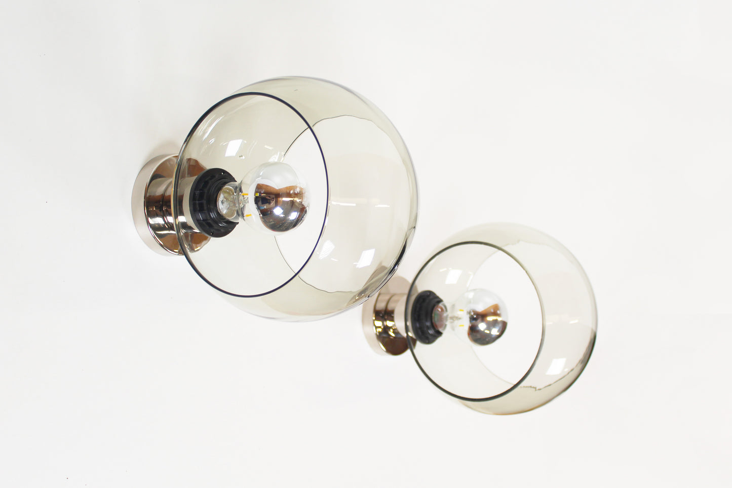 Pair of vintage smoked wall lamps by Galerie Oxar, France 1970's