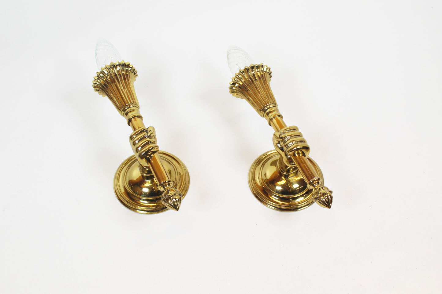 Pair of 'torch' wall lamps in the style of Maison Jansen