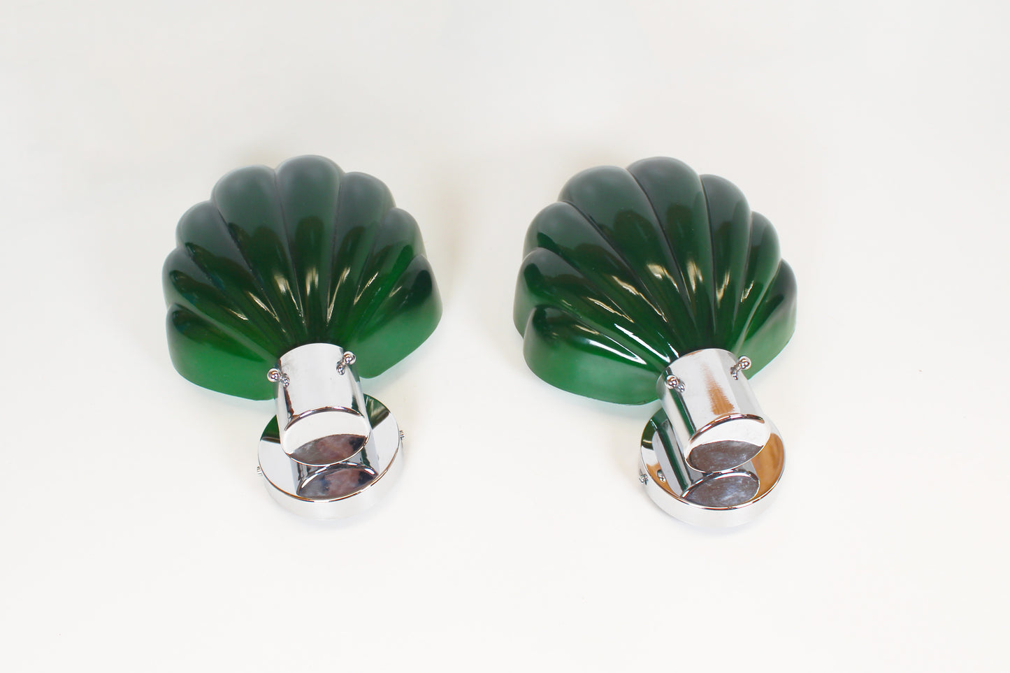 Koppel Italiaanse jaren 70 wandlampen in muranoglass en chrome