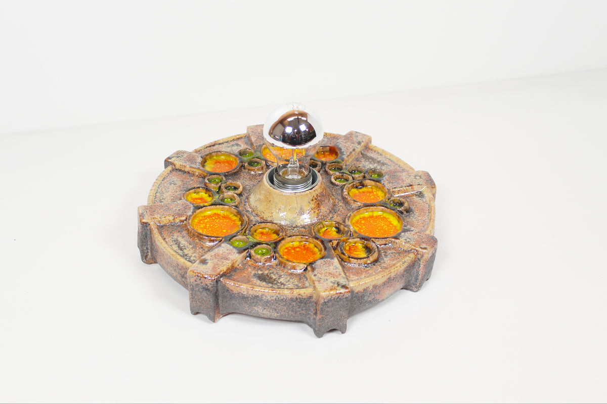 Vintage 1970's ceramic 'Fat Lava' style wall light by Hustadt Leuchten
