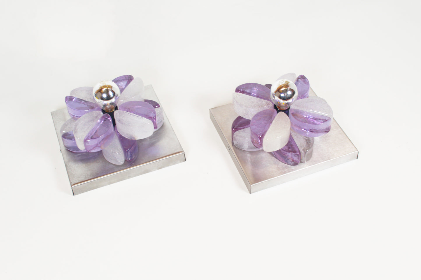 Pair of brutalist muranoglass wall lamps by Albano Poli for Poliarte