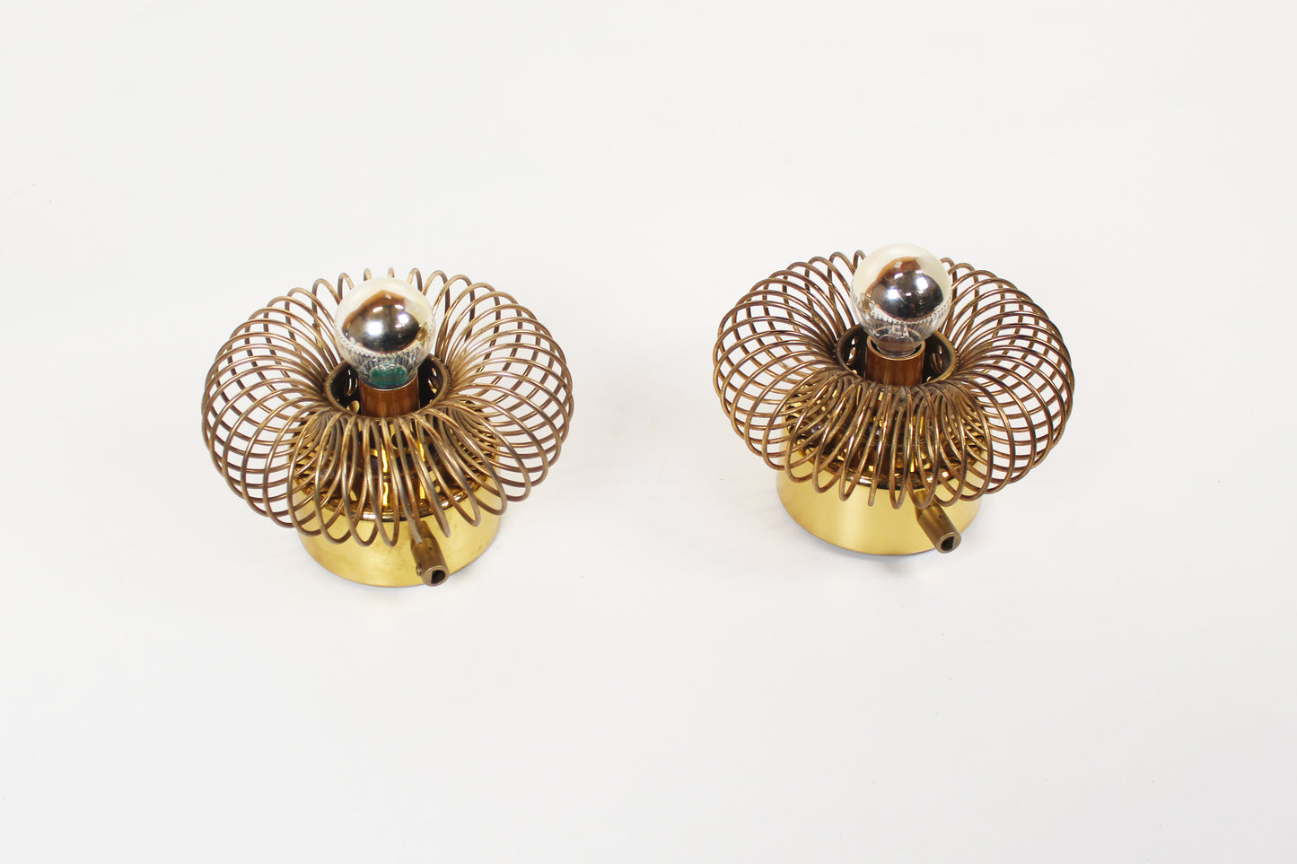 Pair of rare brass 'Spring' wall lamps by Oxar