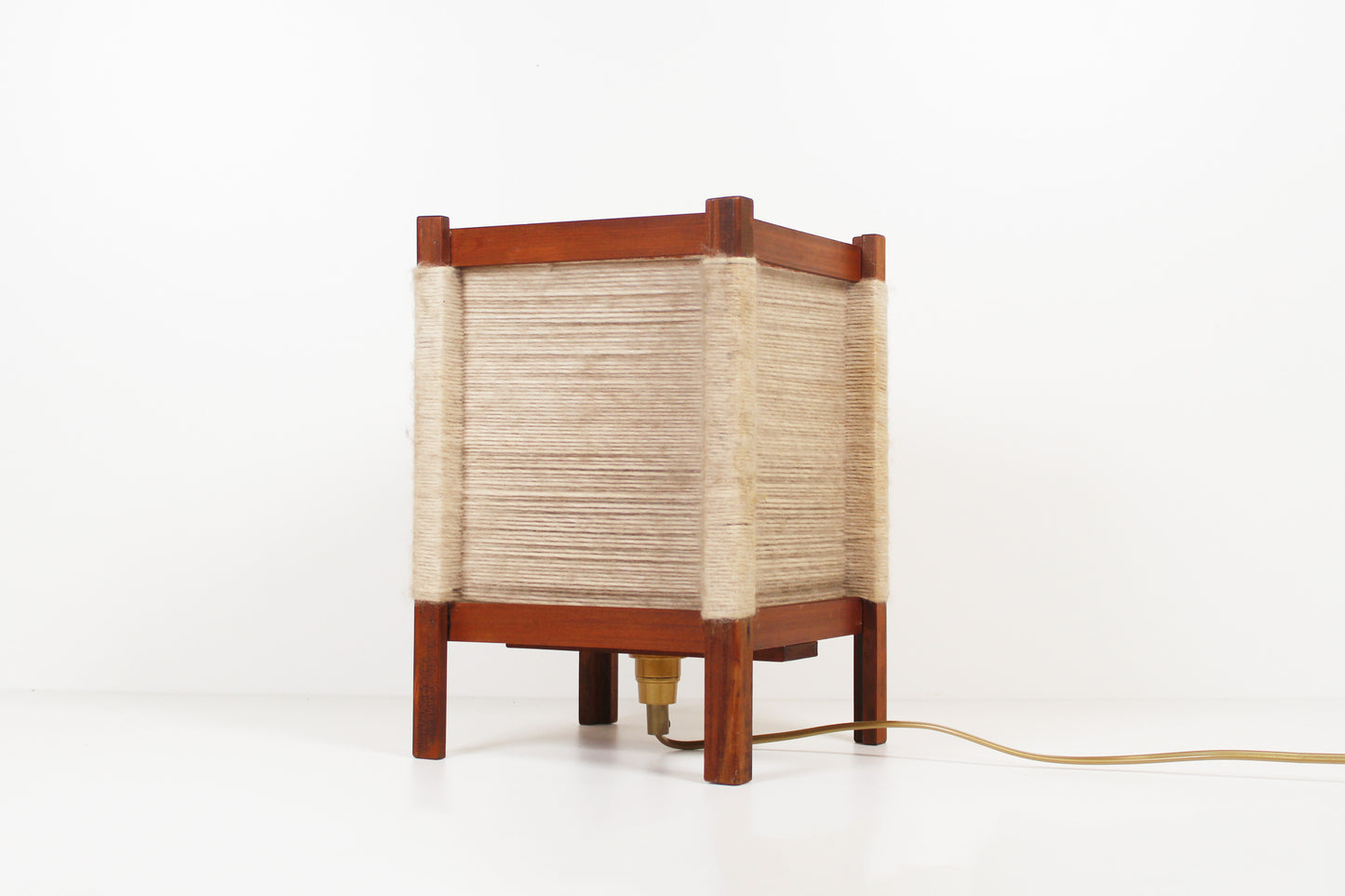 Scandinavian 70s teak & sisal table lamp - 2 available