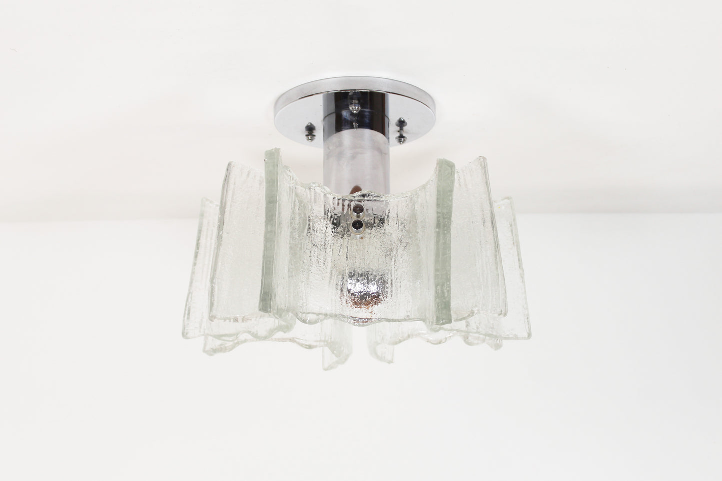 Vintage 1970's 'ice glass' ceiling lamp by Kaiser Leuchten