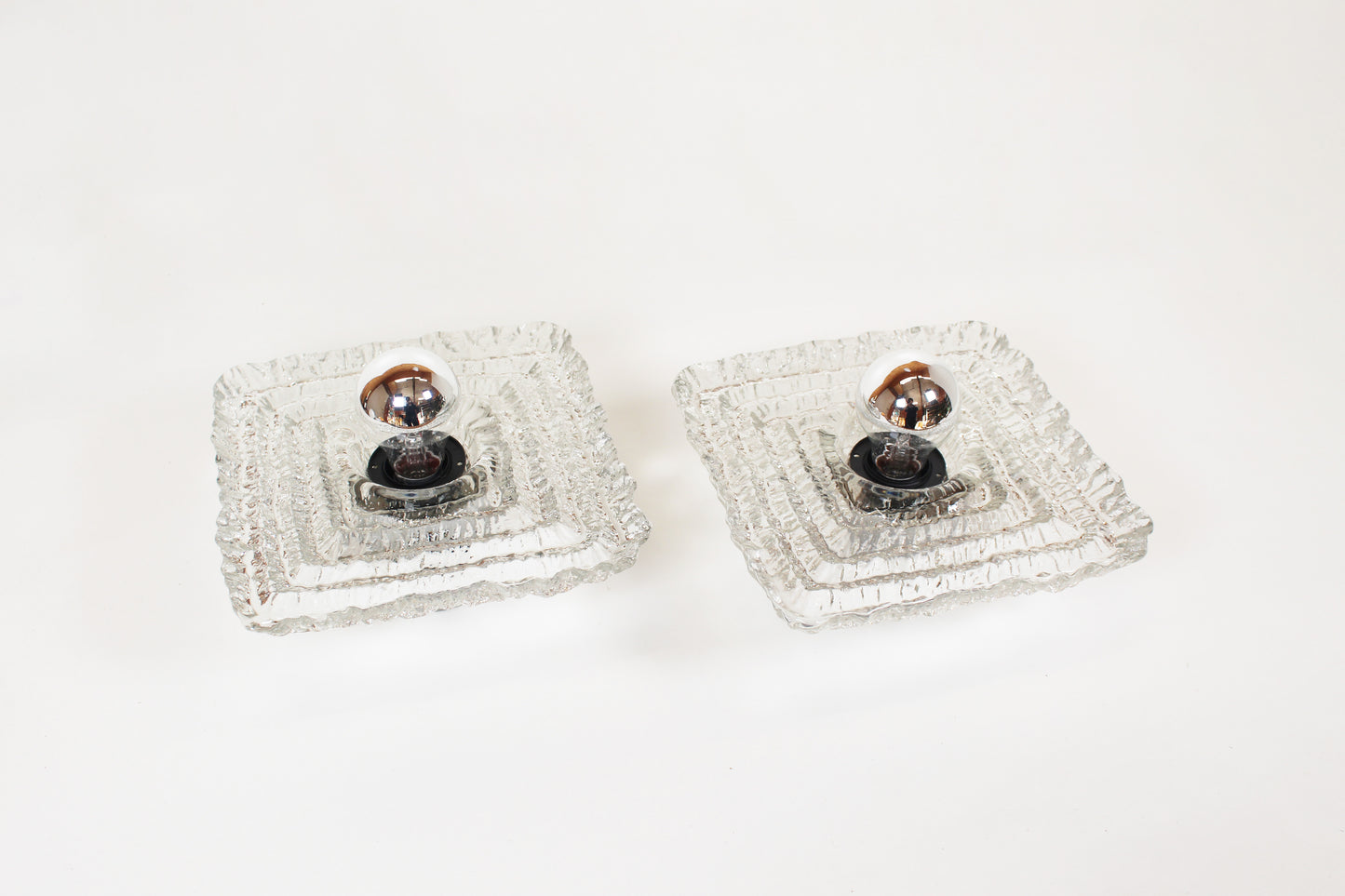 Set of 'ice glass' wall lamps by Peill & Putzler
