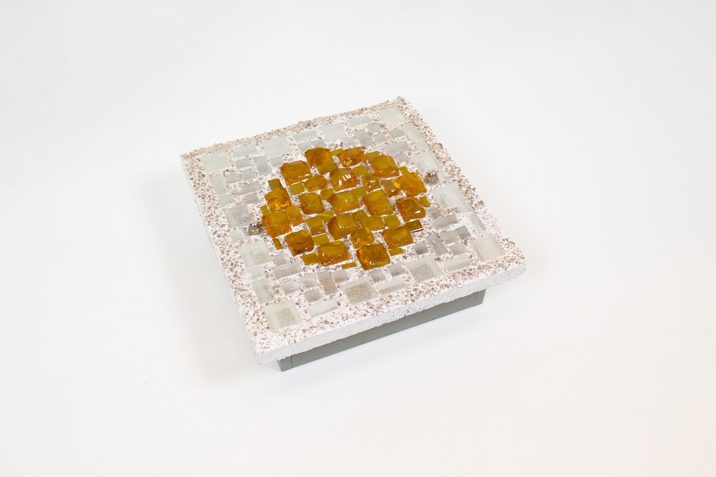Architectural 1970s wall lamps in hammered glass and cement (2 available)