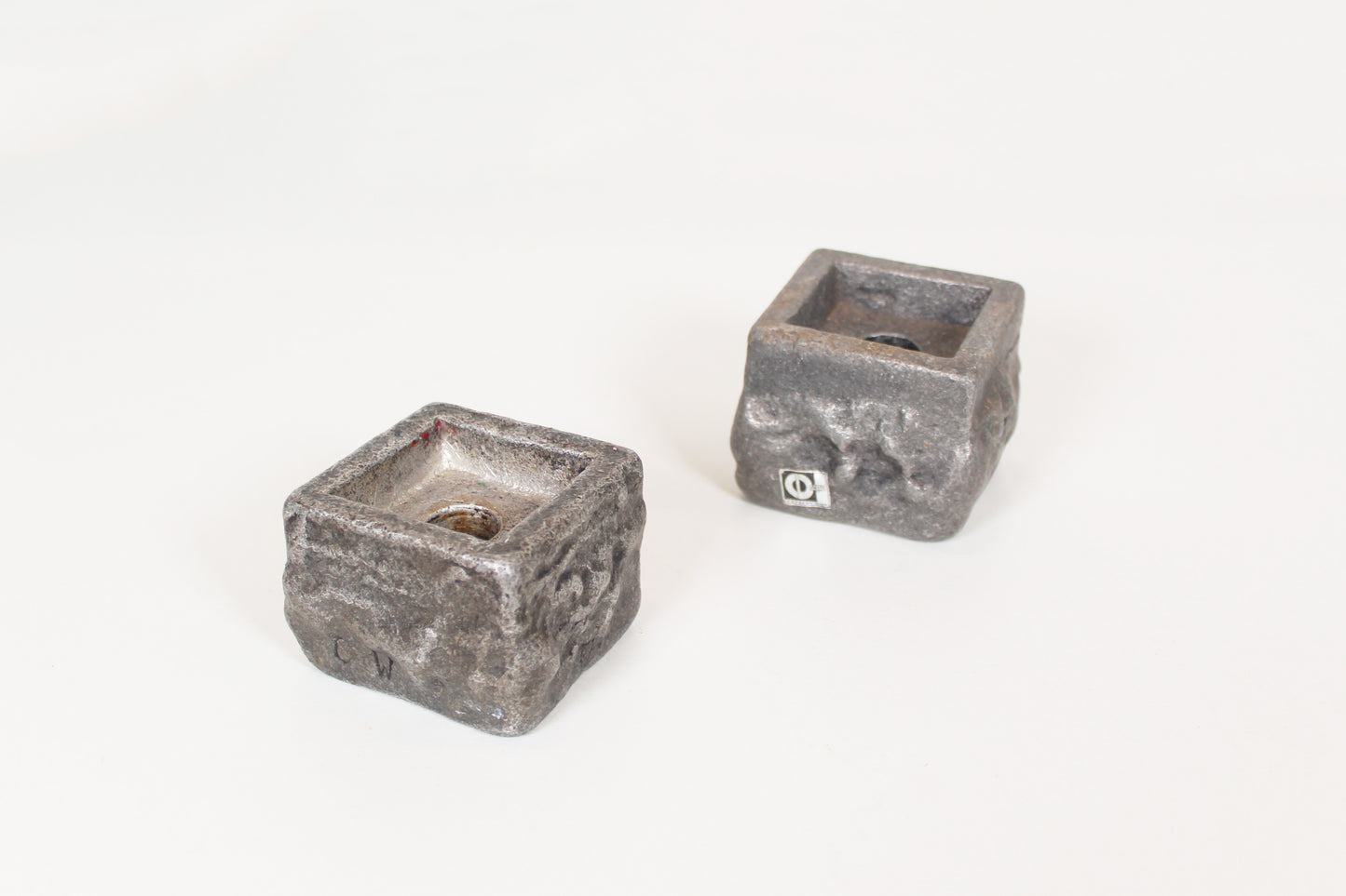 Set of Brutalist candlesticks in cast aluminium by Willy Ceysens, Belgium, 1970s