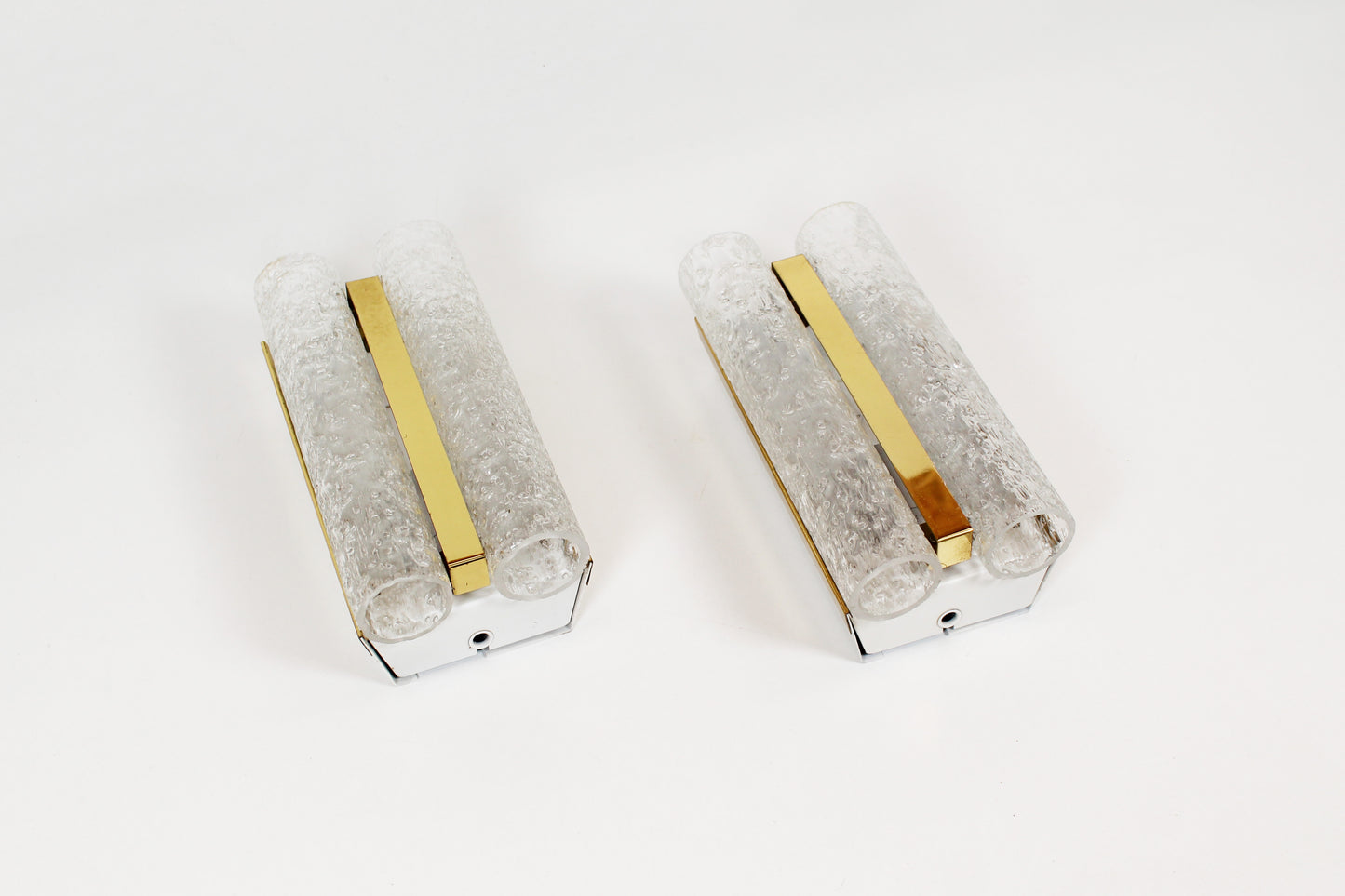 Pair of wall lamps in brass and glass by Doria Leuchten