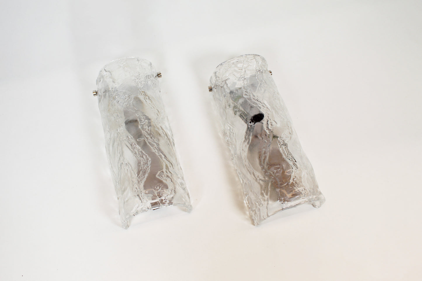 Pair of large size 1970's Murano glass wall lamps by AV Mazzega