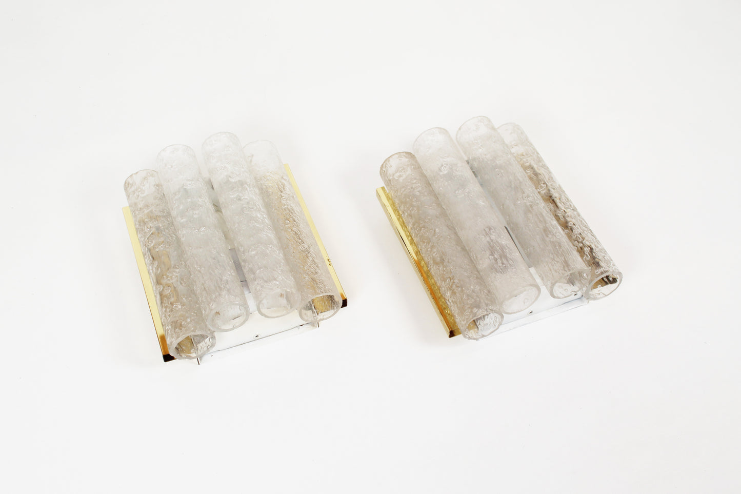 Pair of wall lamps in brass and glass by Doria Leuchten