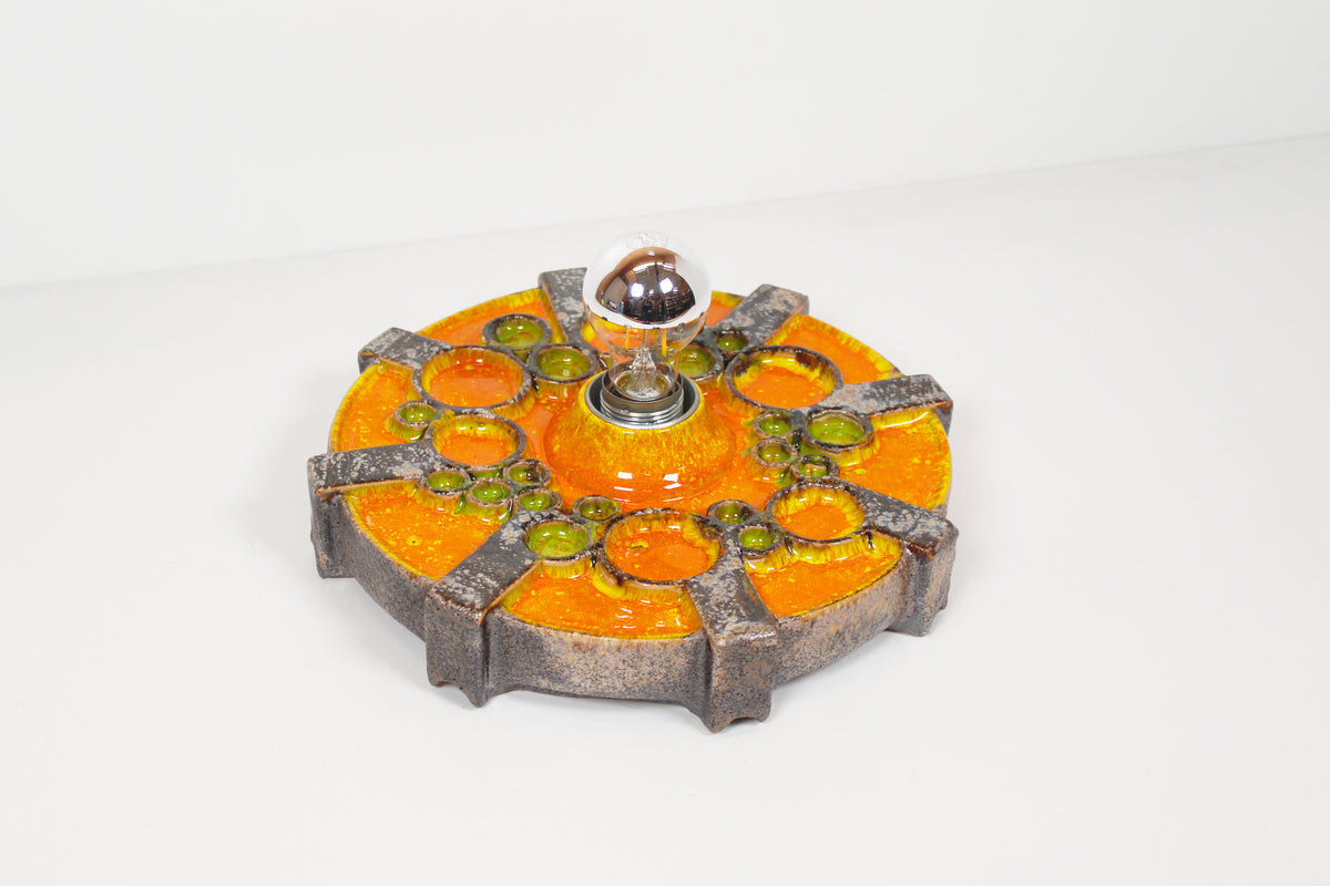 Vintage keramische 'Fat Lava'-stijl wandlamp uit de jaren 70 van Hustadt Leuchten