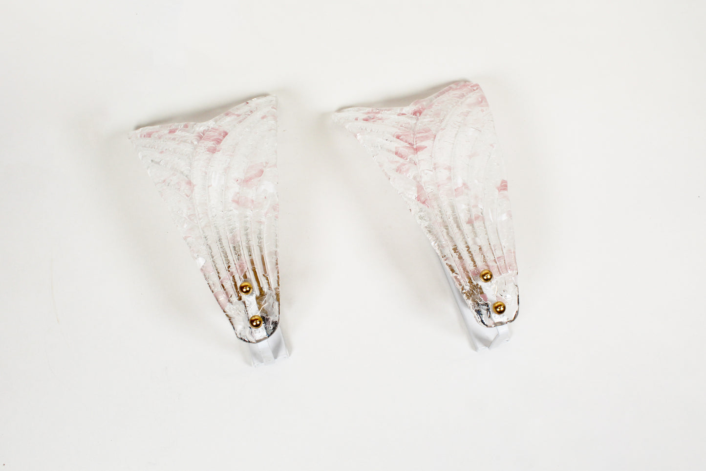 Pair of 80s Murano glass 'Foglio' wall lamps