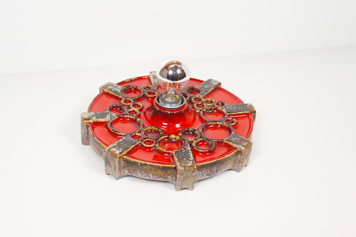 Vintage 1970's ceramic 'Fat Lava' style wall light by Hustadt Leuchten