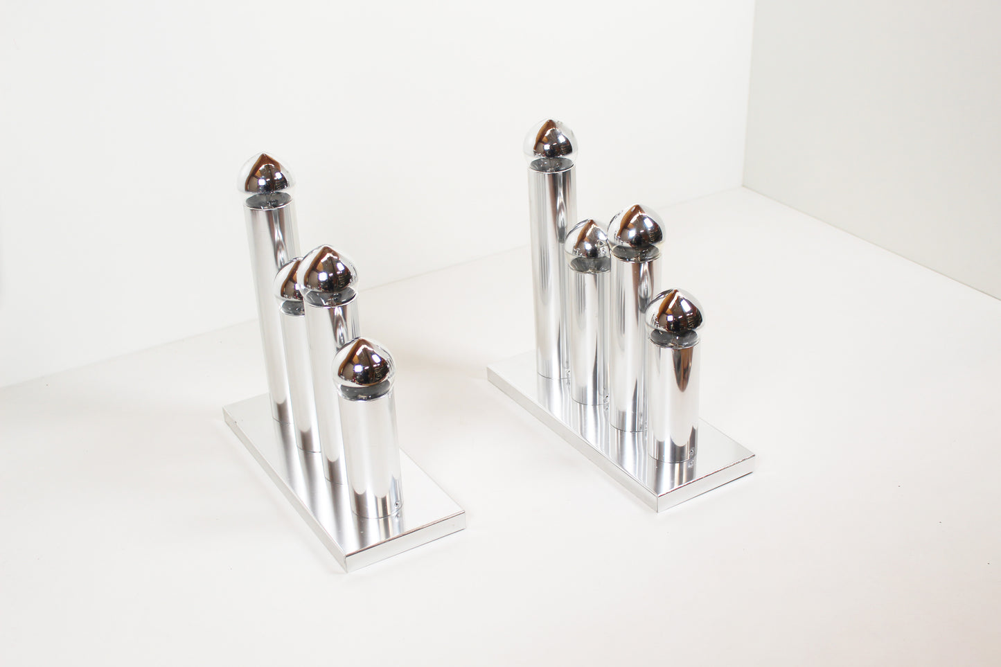 Set of polished wall lamps by Gaetano Sciolari