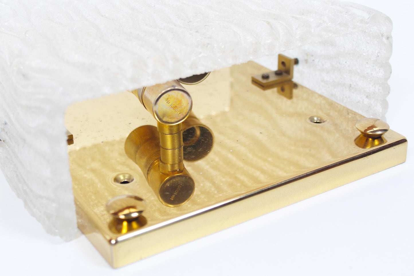 Pair of brass and muranoglass wall lights by Kaiser Leuchten