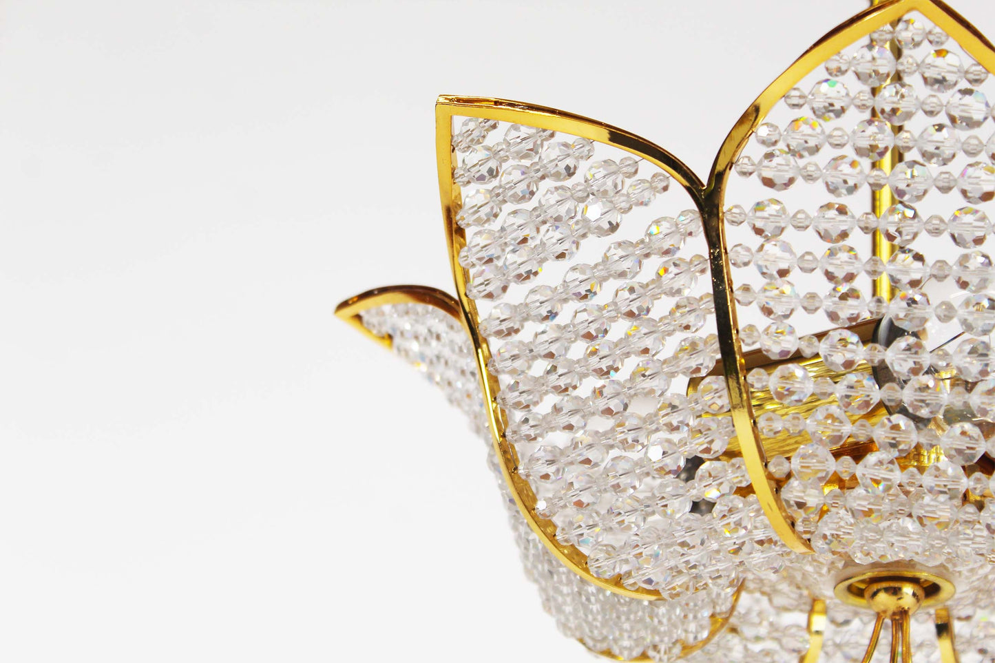 Chandelier in gilt brass and crystal glass by Palwa