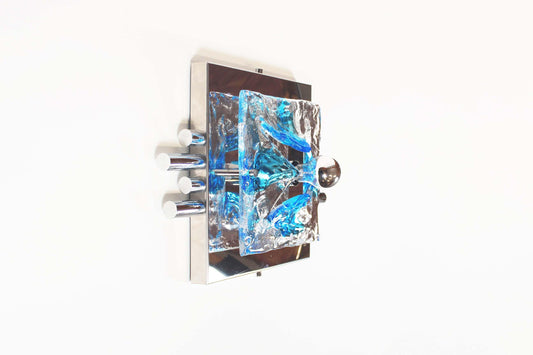 Grote chrome & muranoglass wandlamp door Angelo Brotto