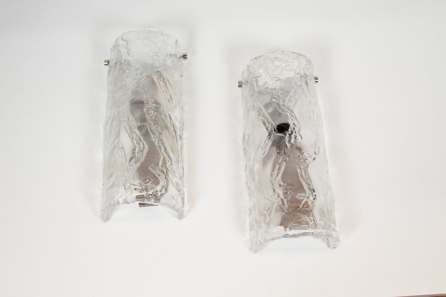Pair of large size 1970's Murano glass wall lamps by AV Mazzega