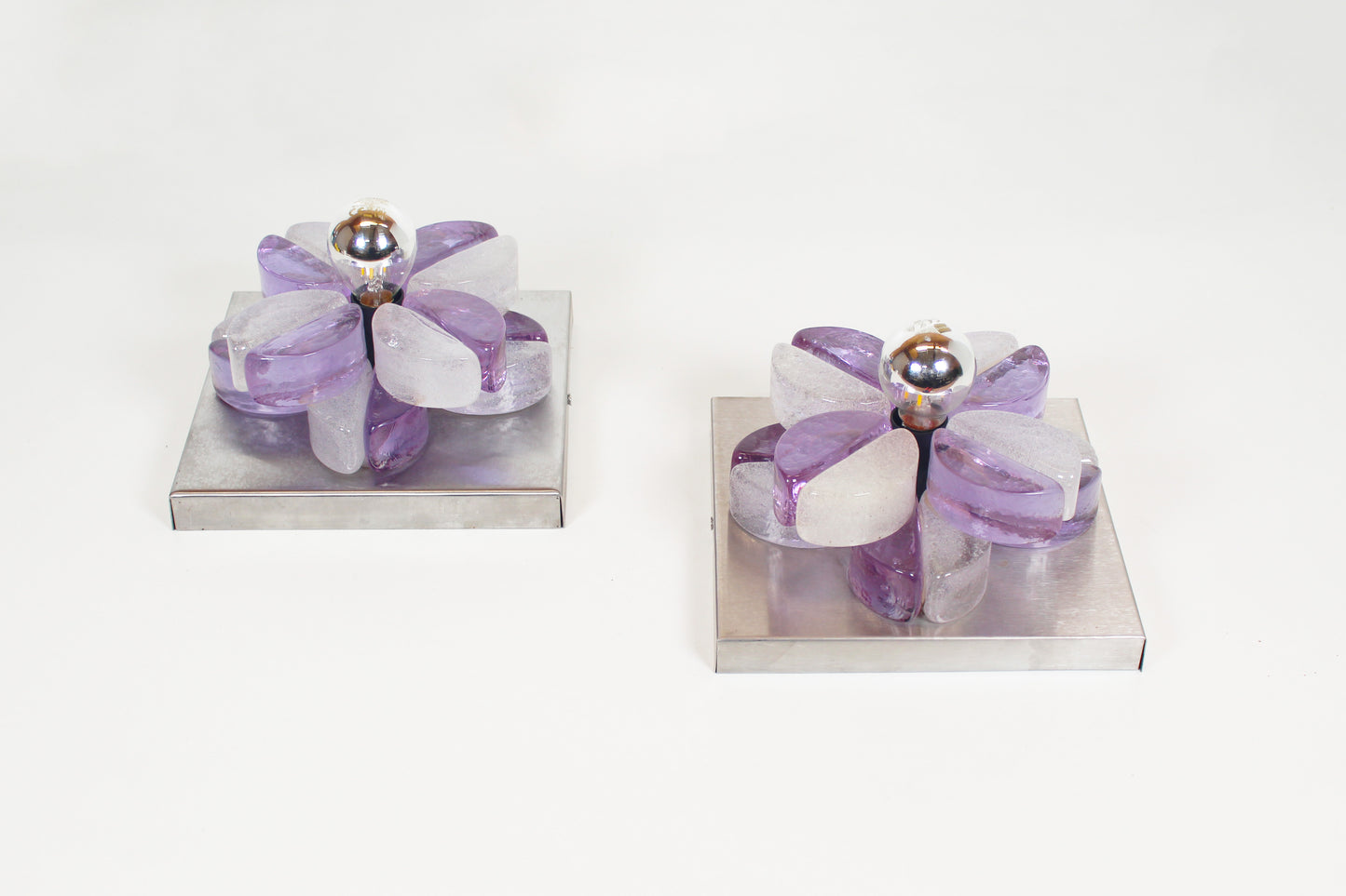 Pair of brutalist muranoglass wall lamps by Albano Poli for Poliarte